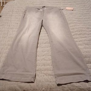 NWT NYDJ Women's Plus Sz. 16W Pull-On "Clean Grace" Wide-Leg Pants Gray